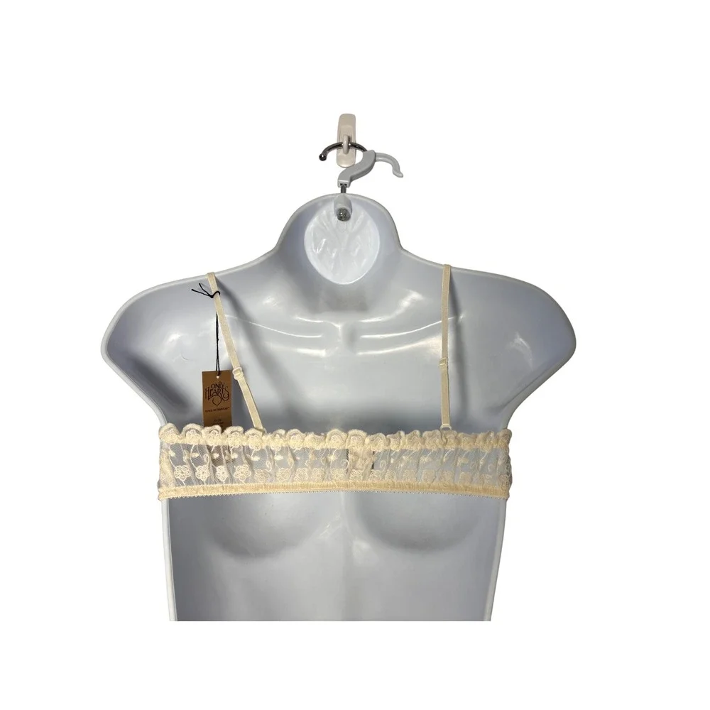 Only Hearts Women Little Flower Joey Bralette XS Off White Lace Ruffle Coquette
